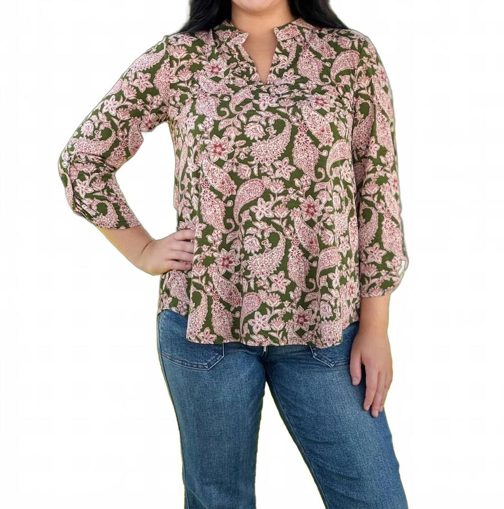 NEW DEAR SCARLETT lizzy top in olive paisley